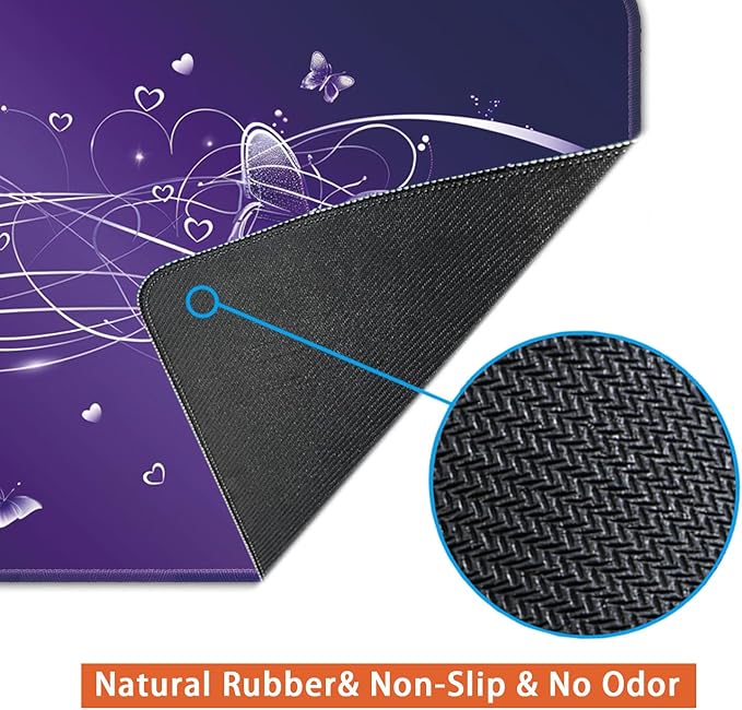 Desk Pad Protector, Office Desk Mat, Large Mouse Pad, Non-Slip Desk Blotter, 23.6x11.8 inch, Purple Butterfly