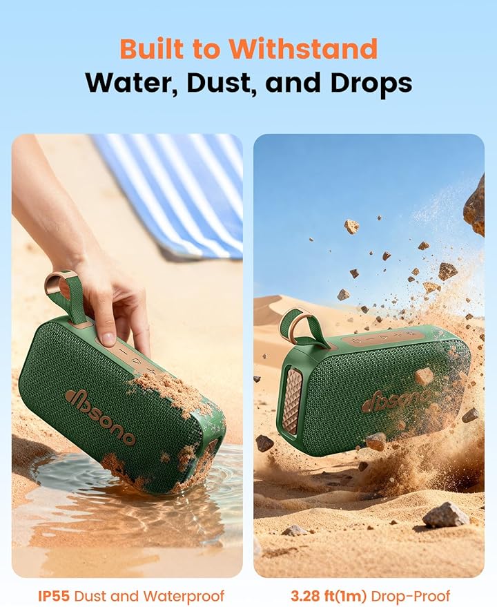 Bluetooth Speaker Stereo 20W Loud Sound: 30H Playtime, IPX5 Water Resistant, Portable Wireless Speakers, Powerful Bass, Lightshow, Birthday Gifts for Men/Adults/Teens, Beach Vacation Essentials, Blue