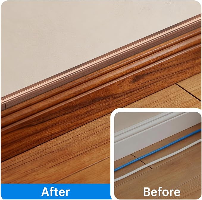 Delamu Cord Hider, Large Cord Covers for 3-4 Wires on Wall, 85in Cable Hider, Easy Set up Wire Hiders Wire Covers for Cords on Wall, TV Cable Cover Raceway for Home & Office, W1.18 H0.67in, CherryWood - Image 7