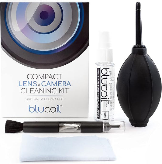 Blucoil Camera Cleaning Kit with Mini-Air Blower and Dual-Sided Lens Pen for DSLR, SLR, Mirrorless Digicam - Compatible with Canon, Nikon, Pentax, Sony, and More by blucoil