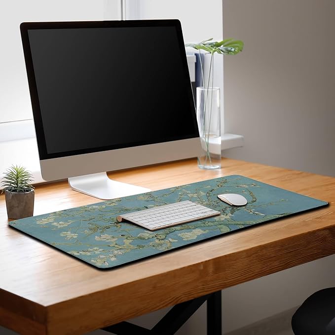 Big Mouse Pad Modern Desk Pad Computer Desk Mats Large Mouse Pads Large Mousepad Waterproof Non-Slip Rubber Base 35.4 X 15.7 for Game Office, Vincent Almond Blossom