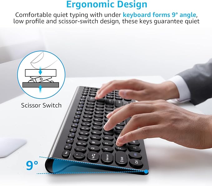 LeadsaiL Wireless Keyboard and Mouse Combo, Wireless USB Mouse and Computer Keyboard Set, Compact and Silent for Windows Laptop, Desktop, PC- Black