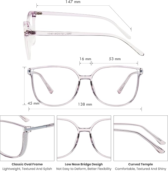 GUDVUE Blue Light Glasses For Woman, Computer Reading/Gaming/Phones Glasses, Anti Glare/UV400/Eye Strain