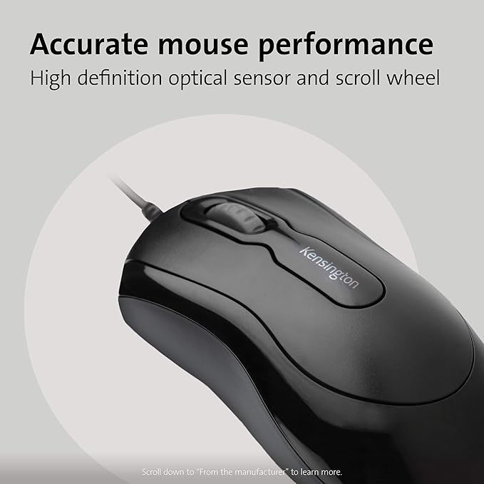 Kensington Mouse-in-a-Box and Keyboard Wired USB Desktop Set (K72436AM), Black (Pack of 2)