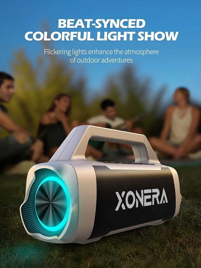 Speakers Bluetooth Wireless, 80W Peak Loud Outdoor Speaker with Bass, 20H Playtime, IPX6 Waterproof, TWS, BT5.3, Portable for Camping Hiking Boating Pool Beach, Desert Yellow