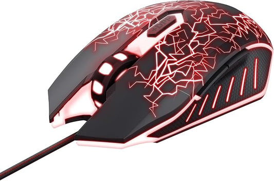 Trust Gaming GXT 105X Izza Illuminated Gaming Mouse, 800-4000 DPI, 6 Responsive Buttons, Computer Mouse for PC, Laptop, Windows, Mac - Black