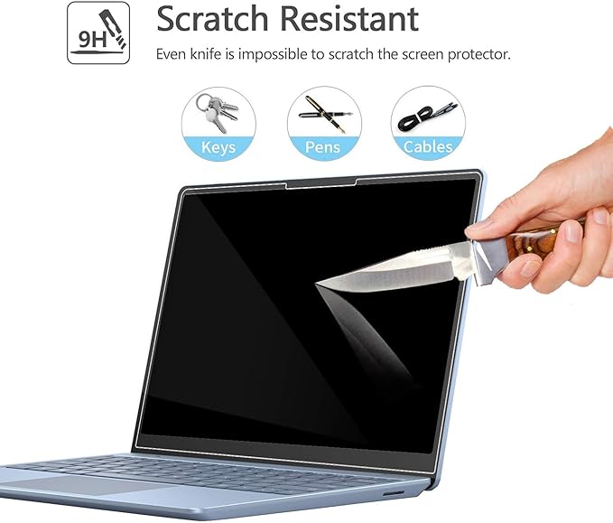 Megoo ArmorShield Tempered Glass Screen Protector for Microsoft Surface Laptop Go 3/2/1 12.4 Inch, 9H Hardness, Scratch Resistant, Responsive Touch, Easy Installation