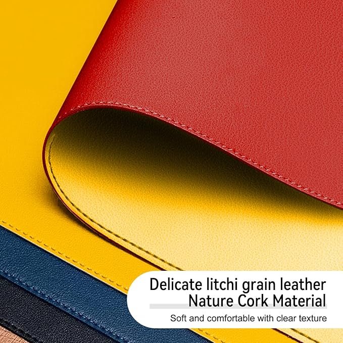 Dual Sided Leather Desk Mat - Waterproof Desk Pad - Ideal for Large Mouse Pad and Desk Mats on Top of Desks (red, 11"*8")