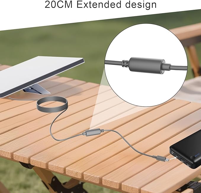Starlink Mini Type-C to DC Extension Cable 7.9-inch，Type-C Input Male to DC Female Output Waterproof Converter Adapter, Compatible With Starlink Mini 65W 20V Charger/Power Bank Replacement Accessories
