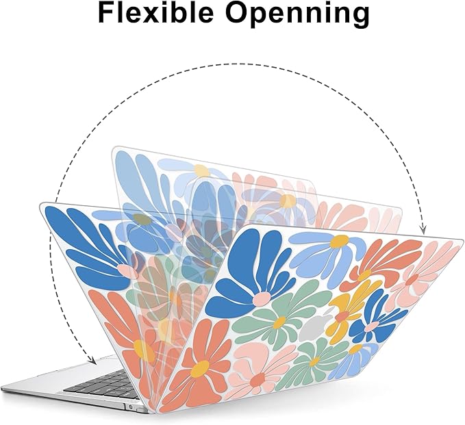 AKIT Compatible with MacBook Air 13 Inch Case M1 2022 2021 2020 2019 2018 A2337 A2179 A1932, Unique Pattern Shell Laptop Case+Screen Protector+Keyboard Cover for MacBook Air 13.3 Inch, ColorfulFlowers
