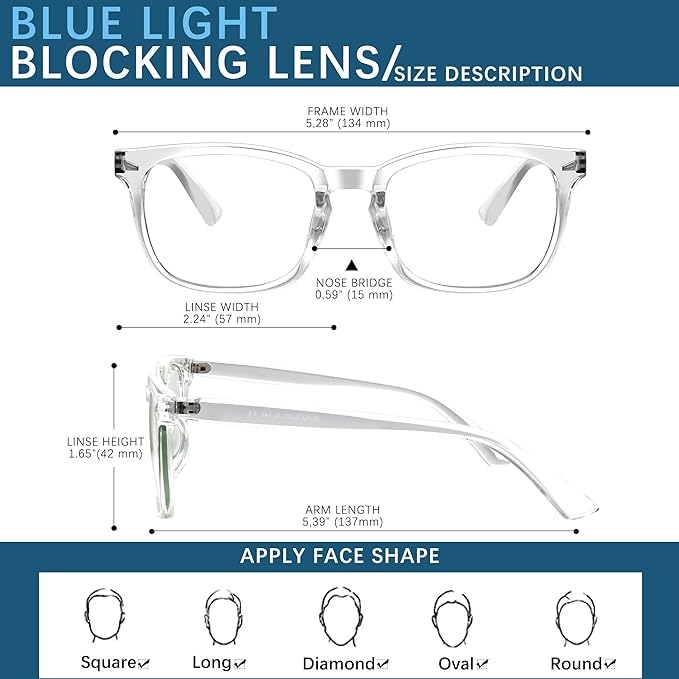 Oilway Blue-Light Blocking Glasses Computer Reading/Gaming/TV/Phones Glasses Fashion Anti Eyestrain Glasses for Women Men(H3-Black+Transparent)