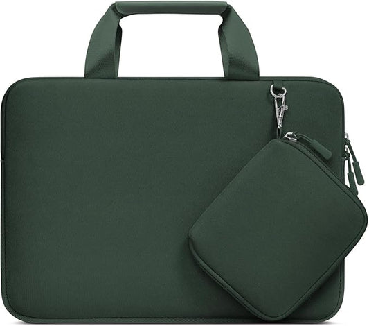 MOSISO Laptop Case 13.3 inch, 13-13.3 inch Laptop Sleeve Bag Compatible with MacBook Air/Pro 13 / Pro 14, HP Dell ASUS, Neoprene Carrying Computer Bag with Handle&Detachable Small Case, Emerald Green