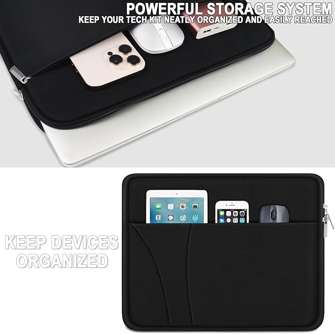 Laptop Case 15 inch, Shockproof Protective Carrying Briefcase Computer Sleeve with Zippered Pocket, Traveling Laptop Cover Compatible for HP, Dell, Asus, Lenovo, Notebook, Black