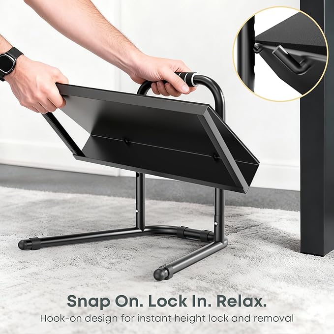 Height Adjustable Foot Rest - Relief Platform for Standing and Sitting, Ergonomic Under Desk Footrest with Non-Slip Surface, 6 Height Settings, Sturdy Metal Frame, Easy Assembly, Black