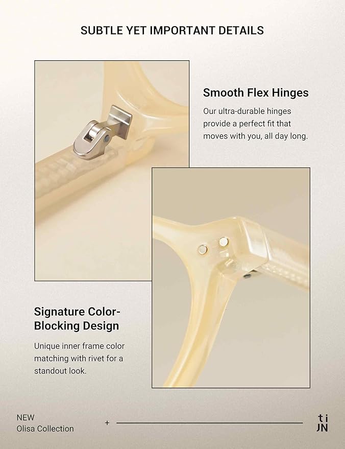 TIJN Olisa Blue Light Blocking Glasses for Women Men,Retro Oval Frame Bluelight Eyeglasses for Gaming/Computer/Screen