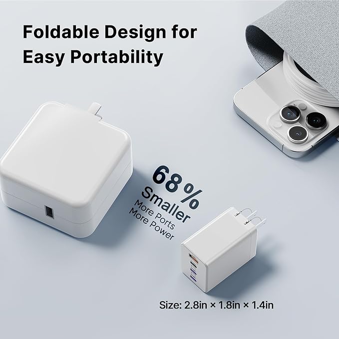 2 Pack 200W USB C Charger Block, Foldable 4-Port GaN5 Fast Type C Charging Block, Dual 65W Laptop Super Fast Charger USB C, Adapter for MacBook Pro/Air, iPad Pro, iPhone 17/16/15Pro, S25/S24 and More