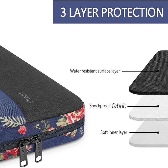 Ytonet Laptop Sleeve Case 15.6 inch Protective Laptop Cover with Handle TSA Water Resistant Computer Carrying Case Compatible with HP, Dell, Lenovo, Asus Notebook, Gift for Women, Rose Pattern | with Handle, TSA, Water Resistant, Gift for Women, Rose P...
