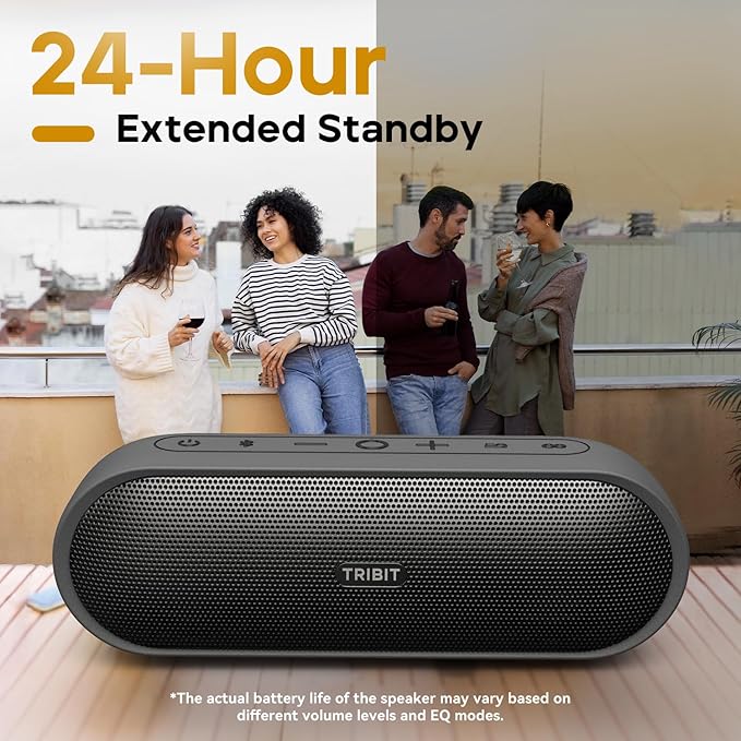 Tribit Portable Bluetooth Speaker XSound Plus 2, Wireless Speaker 30W with XBass, IPX7 Waterproof, 24-Hour Playtime, Stereo Sound, Built-in Mic, Bluetooth 5.3 for Party, Car, Travel