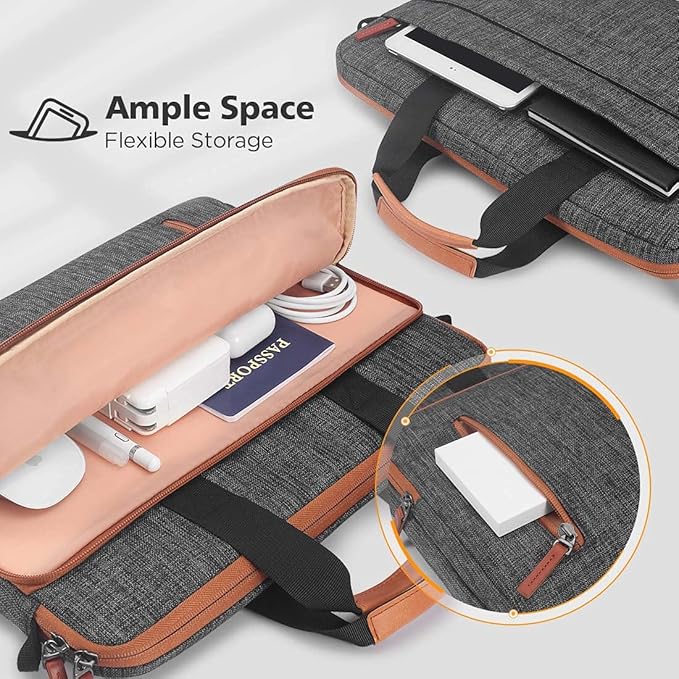 KIZUNA Laptop Bag Case 17 Inch Computer Shoulder Sleeve Briefcase For LG gram 17 2022 /Dell G7/17.3" Lenovo Legion 5 / 5i / IdeaPad L340/HP Gaming Pavilion 17/ENVY Laptop 17,Brown