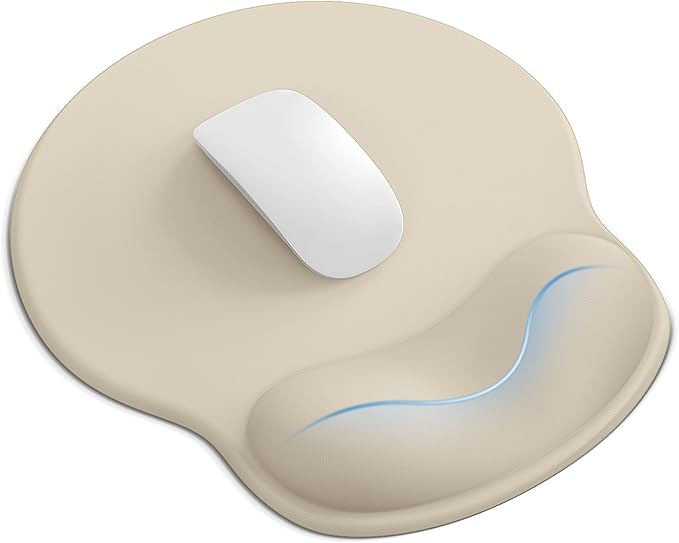 Mouse Pad with Wrist Rest, Ergonomic Mouse Pads for Desk, Office Non-Slip Mousepad with Gel Wrist Support(Beige, 10.6''L x 9''W)