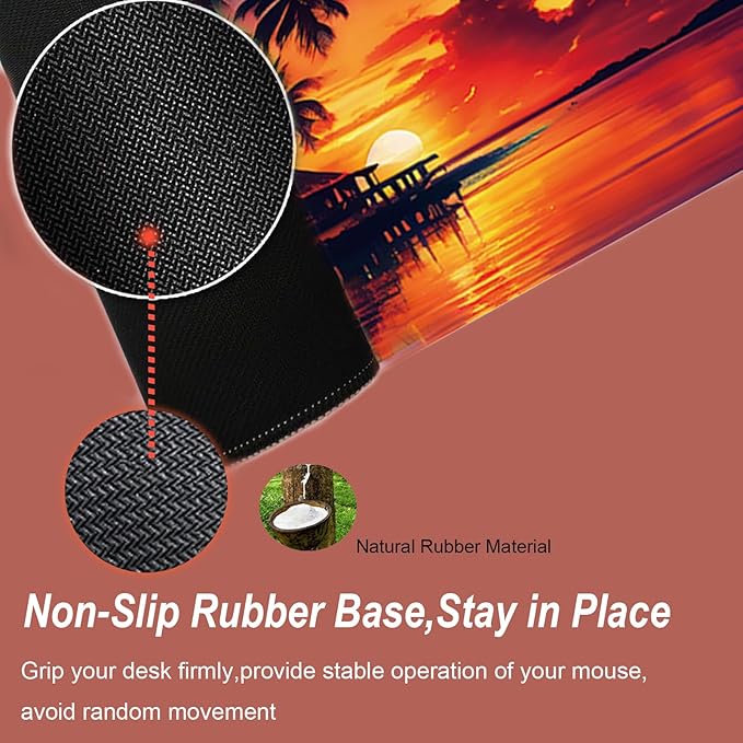 Gaming Mouse Pad 31.5x11.8 inch XL Large Extended Mouse Pad, Big Mousepad Desk Mat for Computer with Non-Slip Rubber Base and Stitched Edge-Sea Sunset