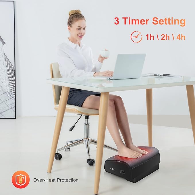 Comfier Foot Rest Under Desk at Work with Heat,Foot Warmer,Adjustable Height Foot Stool Under Office Desk, Memory Foam Foot Stools for Back Pain Relief,Foot Stand,Gift