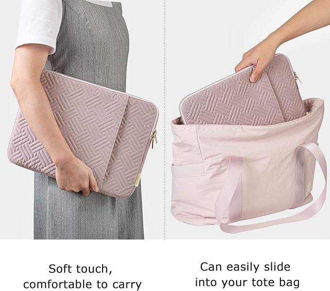 BAGSMART Laptop Sleeve Bag Compatible with MacBook Air/Pro, 13-13.3 inch Notebook, Compatible with MacBook Pro 14 Inch, MacBook Air M2 Sleeve 13 Inch, Repellent Protective Case with Pocket, Beige