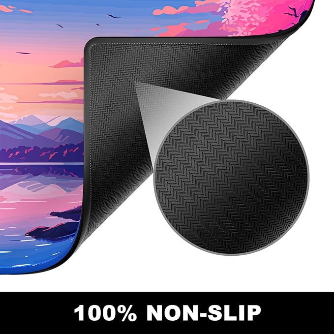 BOSOBO Large XXL XL Extended Gaming Mouse Pad - Desk Mat for Office & Home, Long Keyboard Mat, Desktop Full Cover 35.5 x 15.7 Inches, Anime Tranquil
