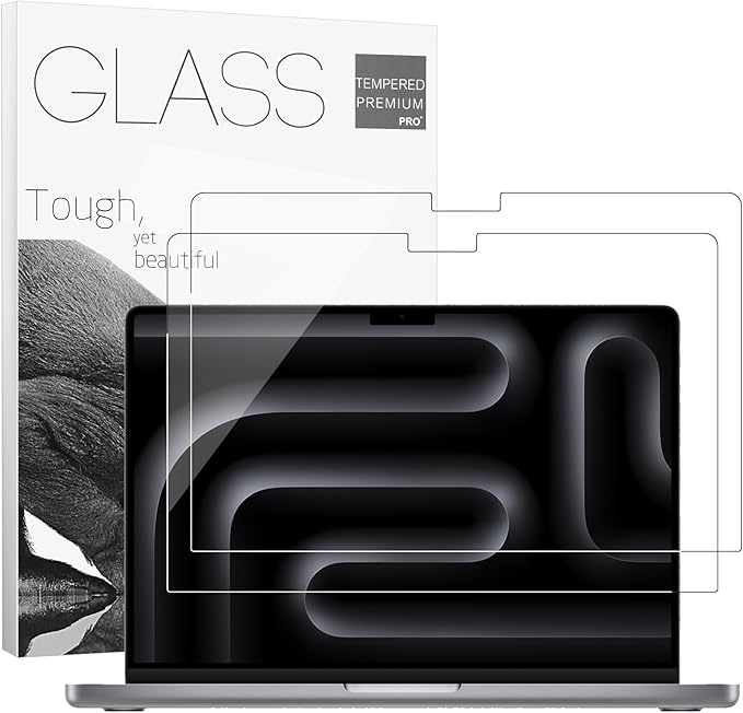 2Pack- 9H Tempered Glass 14" Screen Protector for 2026 MacBook Pro 14.2 Inch Screen Protector (2026-2021 M5, M4, M3, M2,M1 Pro/Max Chip), Bubble Free, Ultra Thin HD Transparency, Anti Scratch