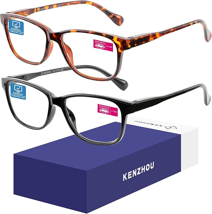K KENZHOU Blue Light Glasses for Woman Men Bluelight Blocking Glasses for Computer Gaming Phones,Anti Eye Strain & UV Glare