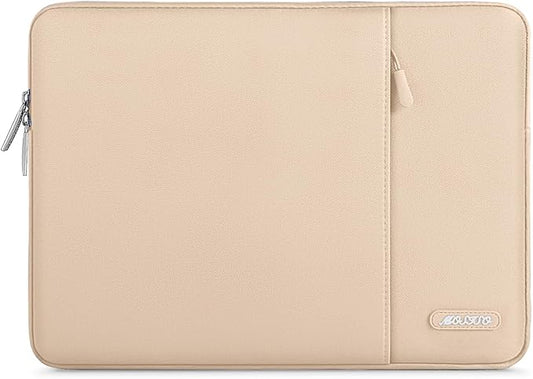 MOSISO Laptop Case 15 inch, 15 inch Laptop Sleeve Compatible with MacBook Air M5 A3448 M4 A3241 M3 A3114 M2 A2941 2026-2023, Dell XPS, Polyester Vertical Computer Sleeve Bag with Pocket, Apricot