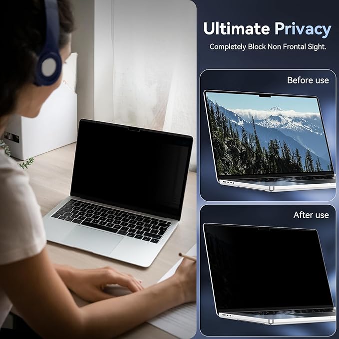 Magnetic Privacy Screen Protector Compatible with MacBook Pro 16 in (2021-2026, M1, M2, M3, M4, M5), Removable Anti Spy Blue Light Glare Shield Laptop Privacy Filter for Apple Mac Pro 16.2 in
