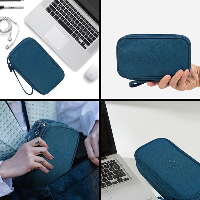 Electronics Organizer Pouch, Travel Cable Organizer Bag Waterproof Portable Electronic Accessories Organizer Case for Cable, Cord, Charger, Phone, Power Bank, Earphone (Dark Green, Large)