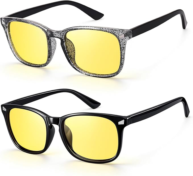 Polarized Sunglasses for Women Men, Night Driving Glasses Anti Glare Yellow Lens UV 400 for Day Night Use