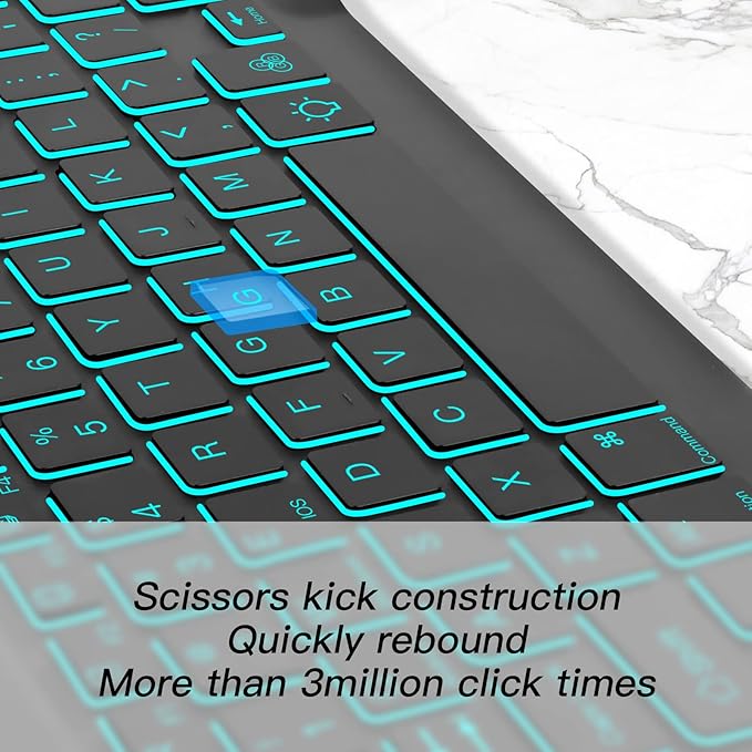 XIWMIX Ultra-Slim Wireless Bluetooth Keyboard - 7 Colors Backlit Universal Rechargeable Keyboard Compatible with iPad Pro/iPad Air/iPad 9.7/iPad 10.2/iPad mini and Other iOS Android Windows Devices