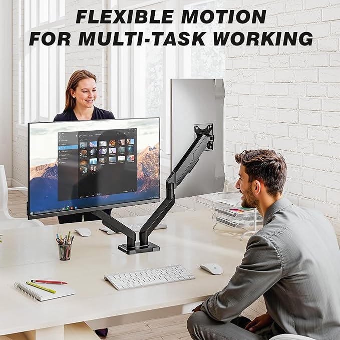 5Rcom Dual Monitor Stand for 17-34 inch Computer Screens, Full Motion Monitor Dual Monitor Arms, Dual Monitor Arms Hold up to 22lbs, Gas Spring Monitor Stand, 75/100mm VESA Mount