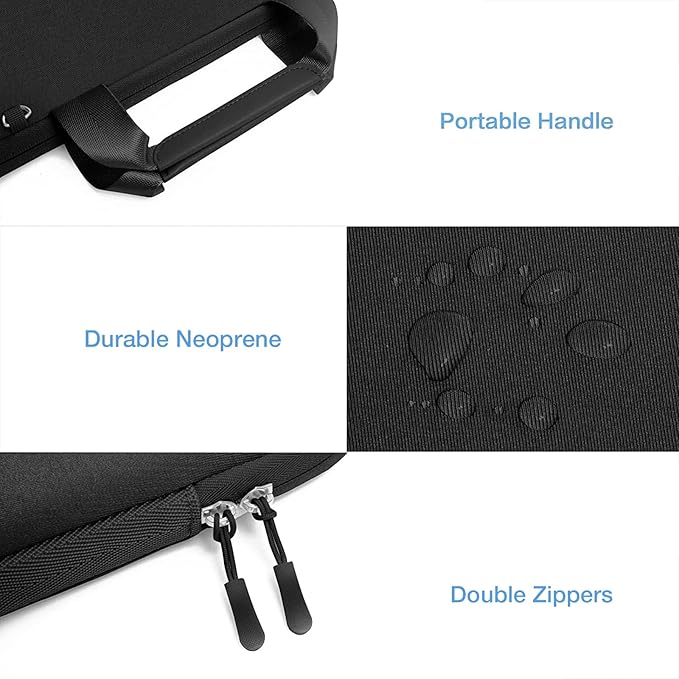 MOSISO Laptop Case 13.3 inch, 13-13.3 inch Laptop Sleeve Bag Compatible with MacBook Air/Pro 13 / Pro 14, HP Dell ASUS, Neoprene Carrying Computer Bag with Handle&Detachable Small Case, Black