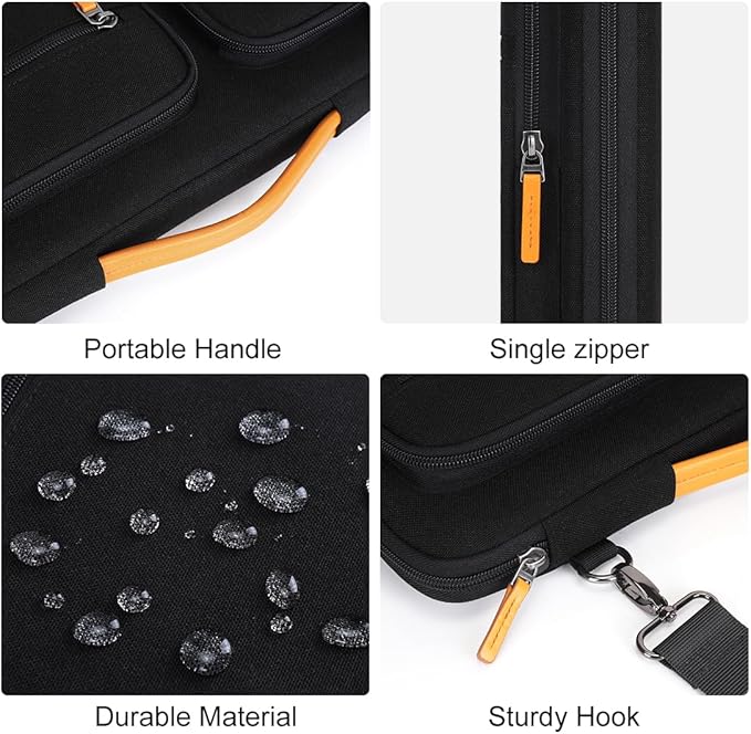 DOMISO 15.6 inch Laptop Case Sleeve Protective Cover Compatible with MacBook Pro 16 M4 M3 M2/Pro Max,15.6-16 inch HP ASUS Dell Lenovo Chromebook,Waterproof Computer Bag with Shoulder Strap,Black