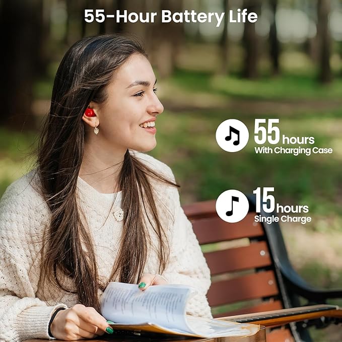 TOZO Wireless Earbuds Bluetooth 5.3 Headphones Premium Sound Performance Touch Control LED Digital Display Wireless Charging Case Earphones Black