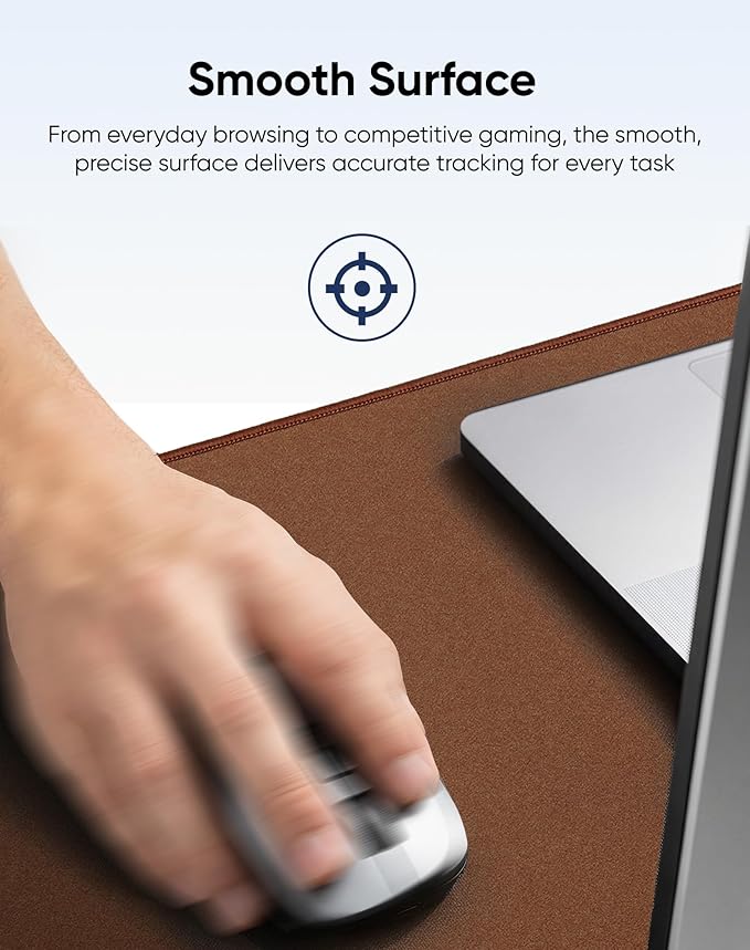 Waterproof Large Gaming Mouse Pad with Durable Stitched Edges, Non-Slip Rubber Base, Grainy Jacquard Mouse Mat Desk Pad for Home Office Gaming, 35.4''x15.7''x0.12'', Matte Brown