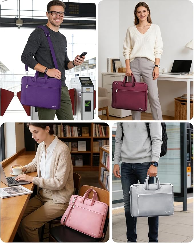 Ferkurn Laptop Case Bag Women Men Computer Sleeve with Shoulder Compatible with HP/Inspiron/Thinkpad/Vivobook/MSI/Surface, 17.3 inch, Light Grey