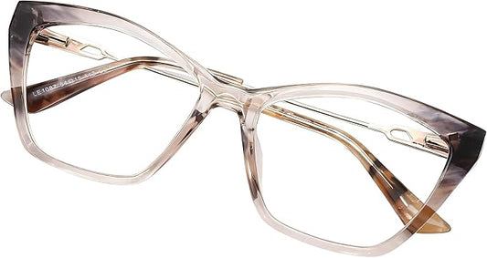 Crystal Pink Blue Light Glasses for Woman: Rose Gold Hinges, Feather-Light Reading Glasses for Working & Streaming