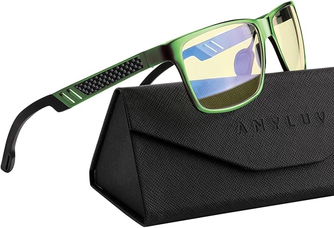 ANYLUV Blue Light Blocking Glasses Men Computer Gaming Glasses Lightweight Al-Mg Metal Anti Eyestrain Eye Protection