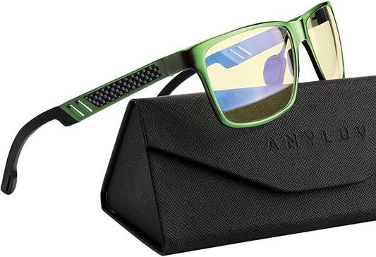 ANYLUV Blue Light Blocking Glasses Men Computer Gaming Glasses Lightweight Al-Mg Metal Anti Eyestrain Eye Protection