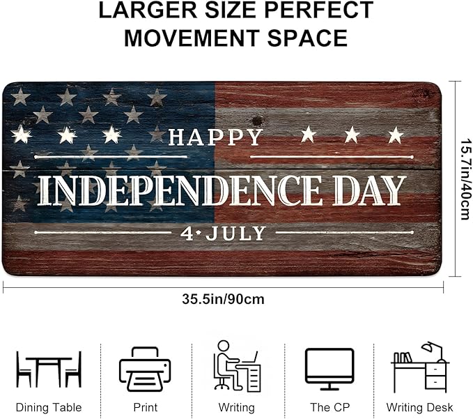 Mouse Pad, Large Anti-Slip with Stitched Edges Desk Mat Desktop Laptop Computer Desk Keyboard Mat,Table Protector Blotter Mat (National Flag, 35.4" x 15.7")