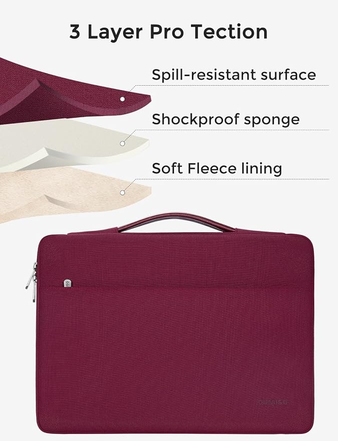 DOMISO 14 inch Laptop Case Sleeve Protective Cover Compatible with 15 inch MacBook Air M4 M3 M2,MacBook Pro,14-15 inch HP Dell ASUS Lenovo Chromebook,Waterproof Computer Cases Bag with Handle,Wine
