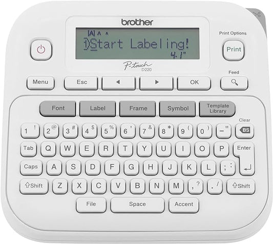 Brother P-Touch PTD220 Home/Office Everyday Label Maker | Prints TZe Label Tapes up to ~1/2 inch White