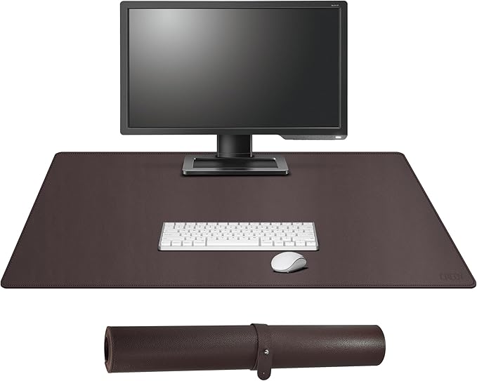 Cacoy 36" x 20" Leather Desk Pad Blotter, XXL Large Gaming Mouse Pad, Waterproof PU Leather Desk Mat On Top of Desk for Office and Home (Brown)