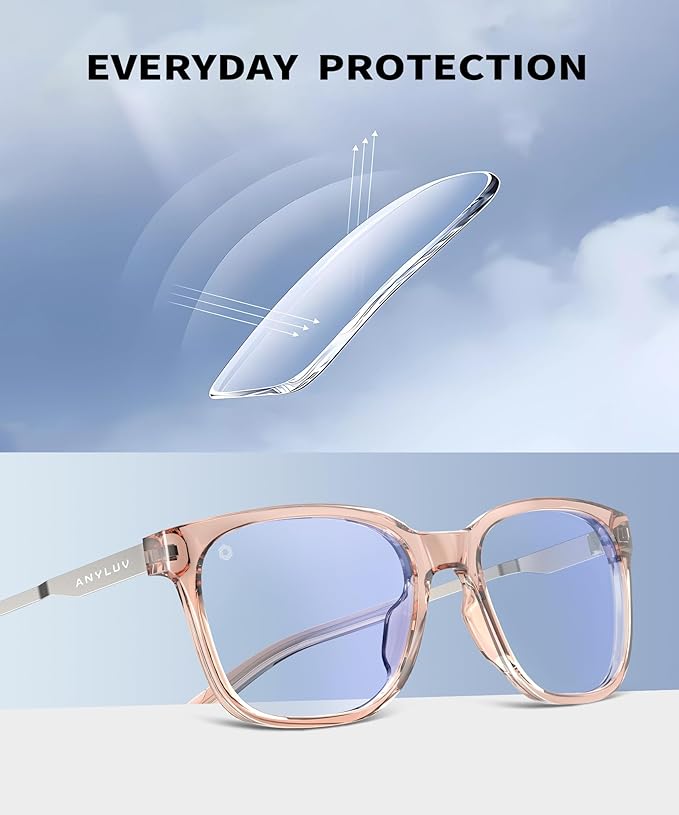 ANYLUV Blue Light Glasses for Men, Lightweight Computer Gaming Glasses, Stylish Anti Eyestrain Blue Light Blocking Men
