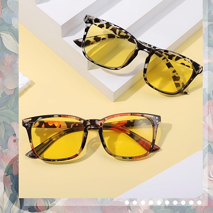 Polarized Sunglasses for Women Men, Night Driving Glasses Anti Glare Yellow Lens UV 400 for Day Night Use